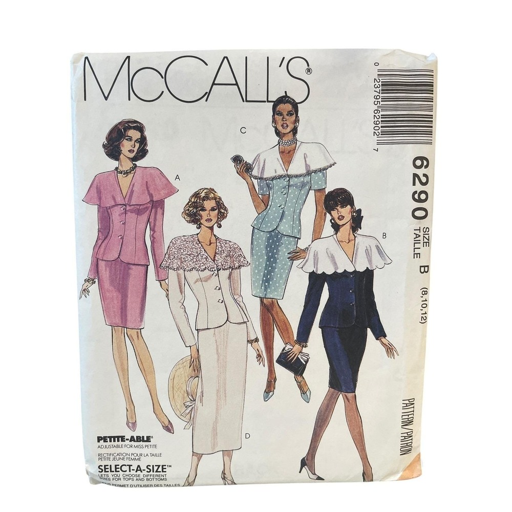 McCALL'S 6290 Two-Piece Dress Pattern Size 8-12 Vintage 1990s